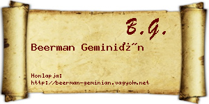 Beerman Geminián névjegykártya